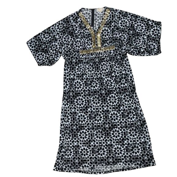Michael Michael Kors black white maxi kimono kaftan housedress cocktail party 1X - Picture 1 of 11